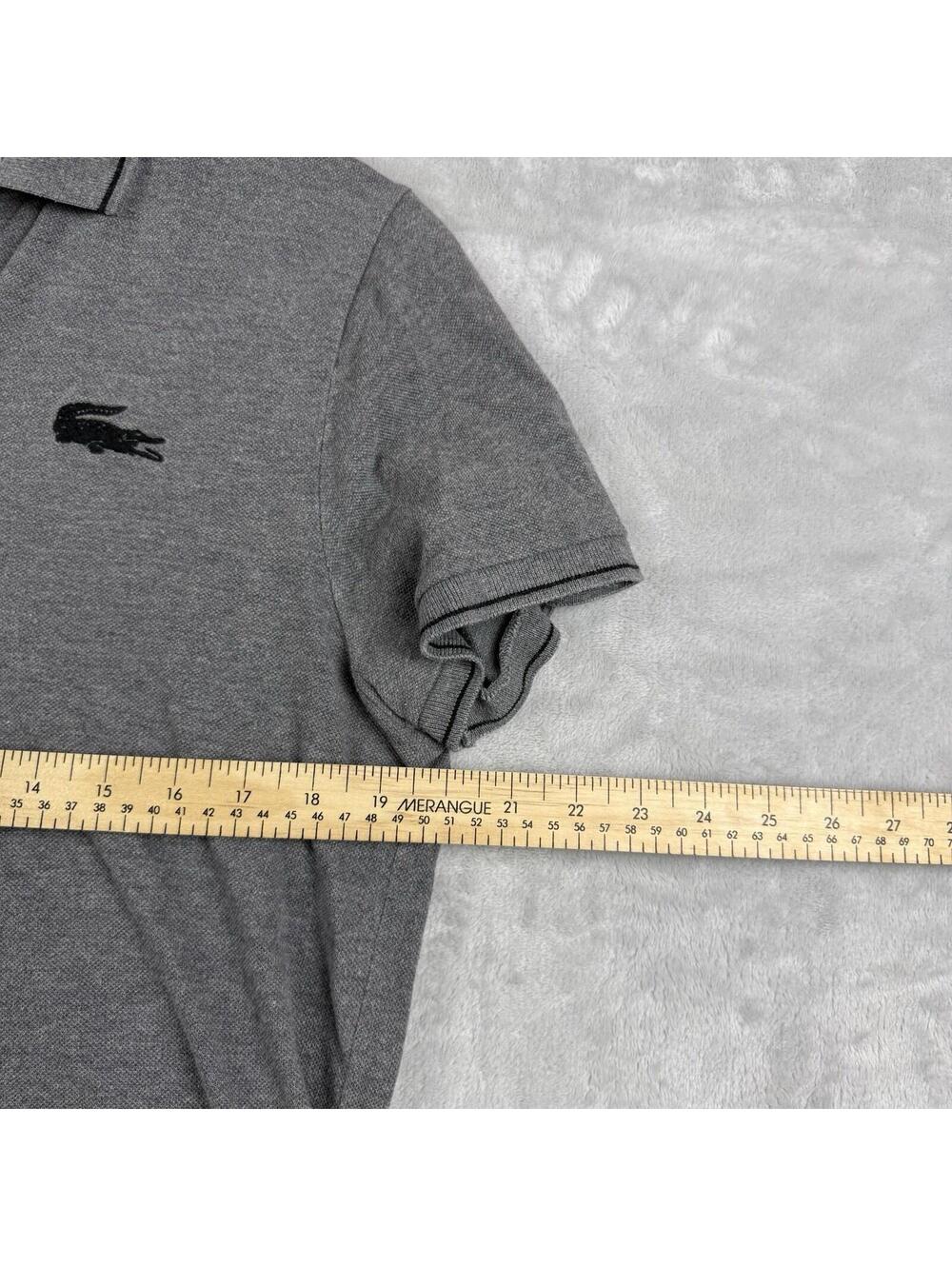 Lacoste Polo Shirt Mens 5 Gray Big Croc Logo Designer Golf Classic Fit Preppy - Picture 6 of 9